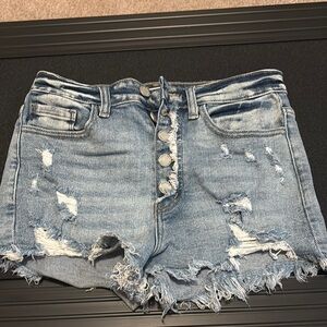 KanCan Blue Distressed Jean Shorts High-Waisted